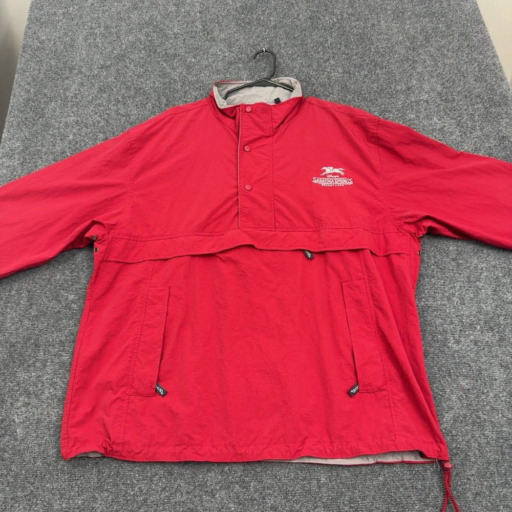 Vintage Disney Saratoga Springs Jacket Mens XL Red Nylon Windbreaker Gorpcore